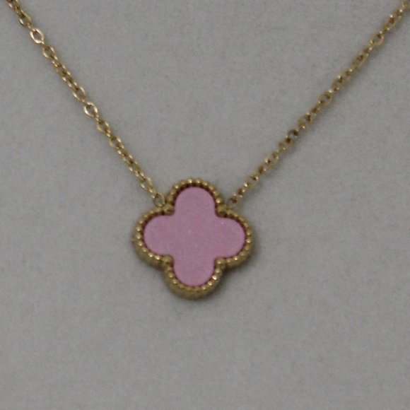 Pink Four Leaf Clover Necklace - Picture 3 of 3